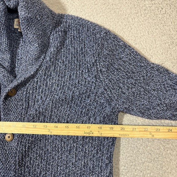 Faherty Marled Shawl Cardigan Men M Blue Cotton Cashmere Preppy Academia Grandpa - Picture 6 of 8